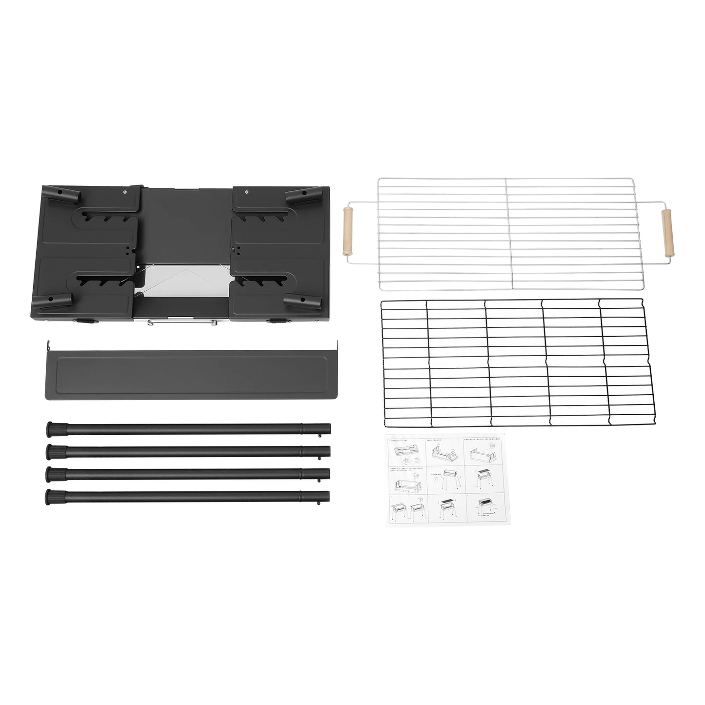Barbecue Charcoal Grill Stainless Steel Folding Portable BBQ Tool Kits for Outdoor Cooking Camping or Any Outdoor Event