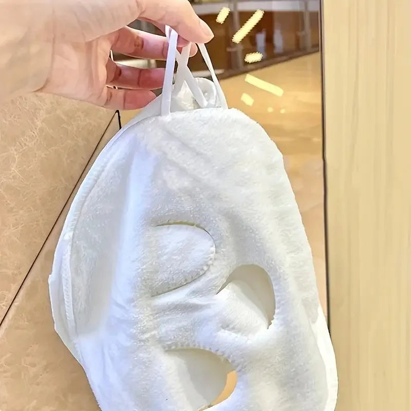 5 piece reusable cold and hot compress facial towel facial mask | Thickened steam SPA facial towel with eye holes, no fragrance, no electricity, moisturizing and deep cleaning, suitable for sensitive skin.