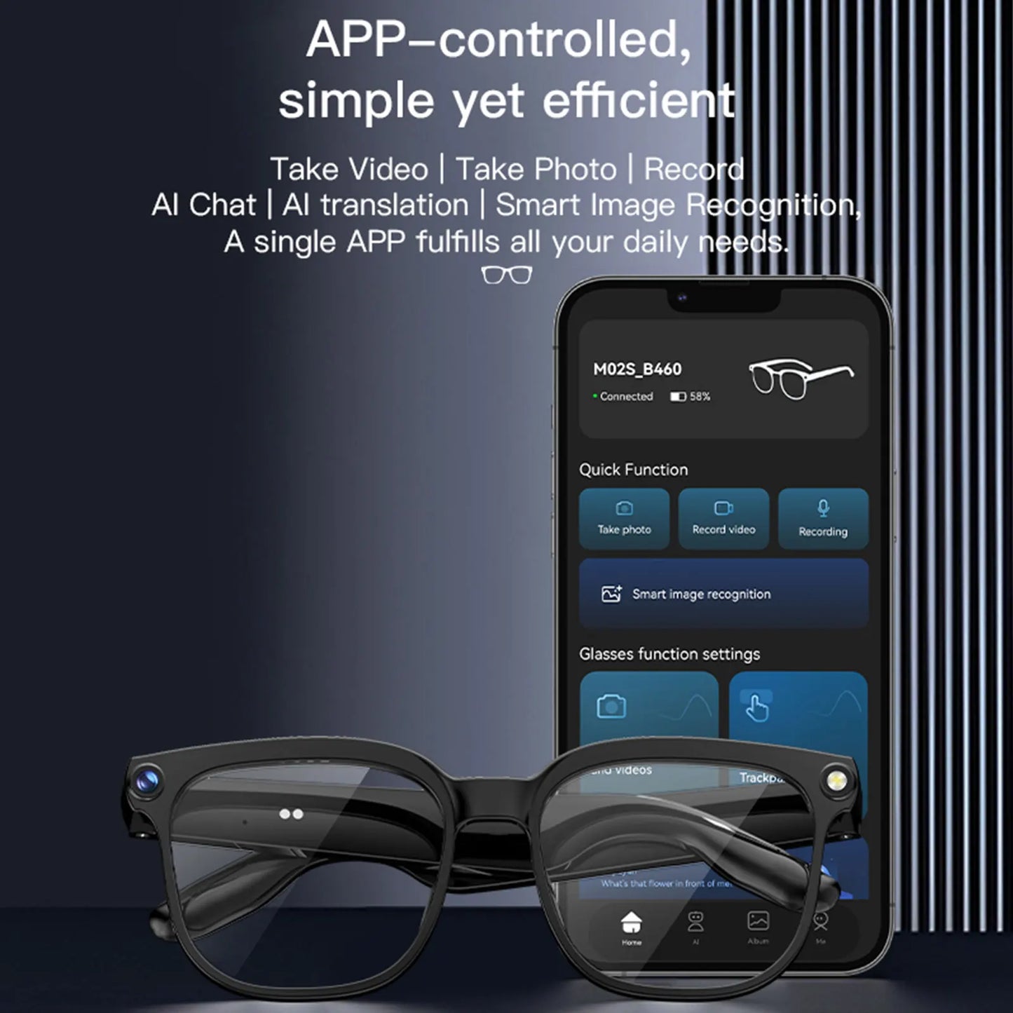 New 8-megapixel HD camera glasses with 1080p HD video recording and photo capture featuring image stabilization