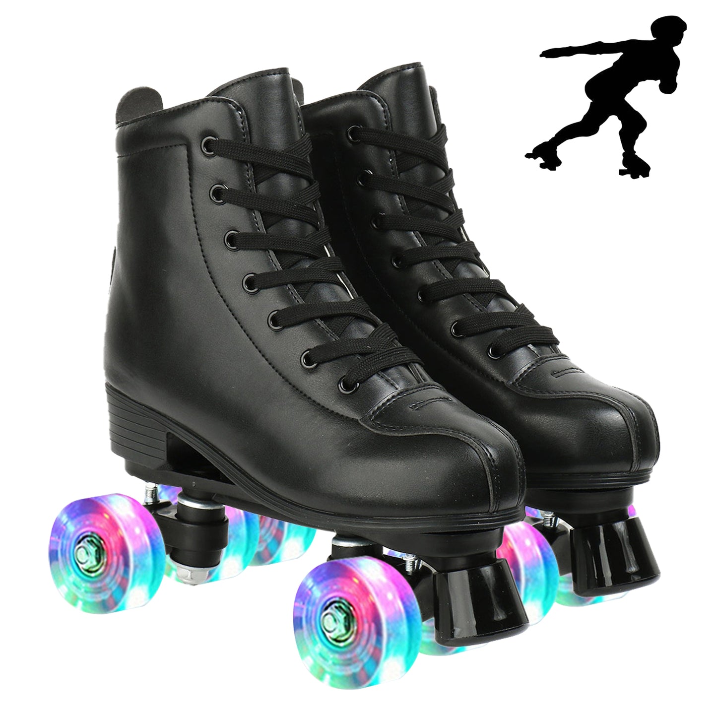 Hot Outdoor Skating Sport Shoes Double Row Roller Skates Pu Leather Roller Skate Shoes 4 Wheels Quad Sneakers Breathable Comfort