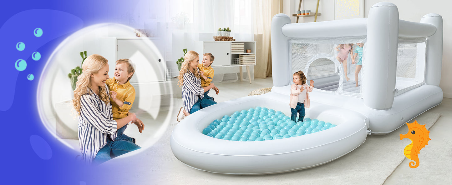 Sold out White Bounce House with Pump Kids Ball Pit Bounce House for Kids 3-6 Birthday Indoor or Outdoor Playhouse Customization