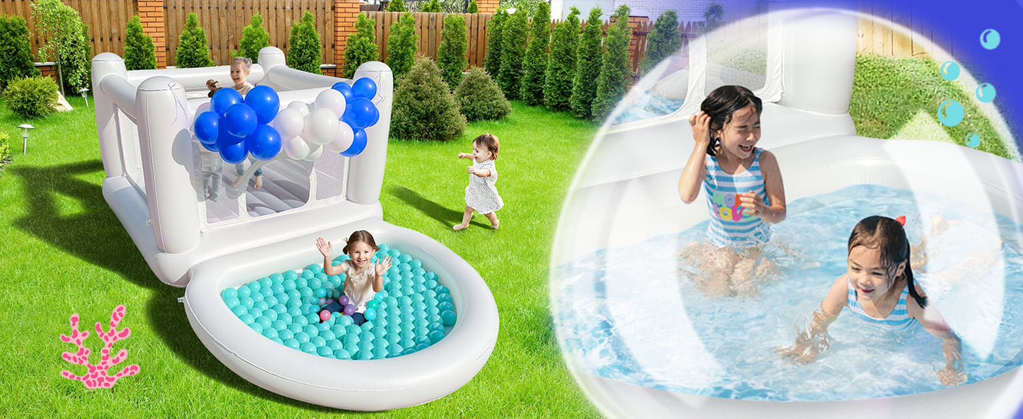 Sold out White Bounce House with Pump Kids Ball Pit Bounce House for Kids 3-6 Birthday Indoor or Outdoor Playhouse Customization