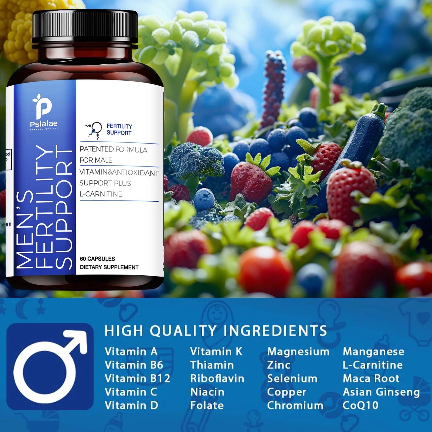 Male Fertility - Support Male Reproductive Health, Maintain Physical Condition, Enhance Strength and Endurance - 60 Capsules