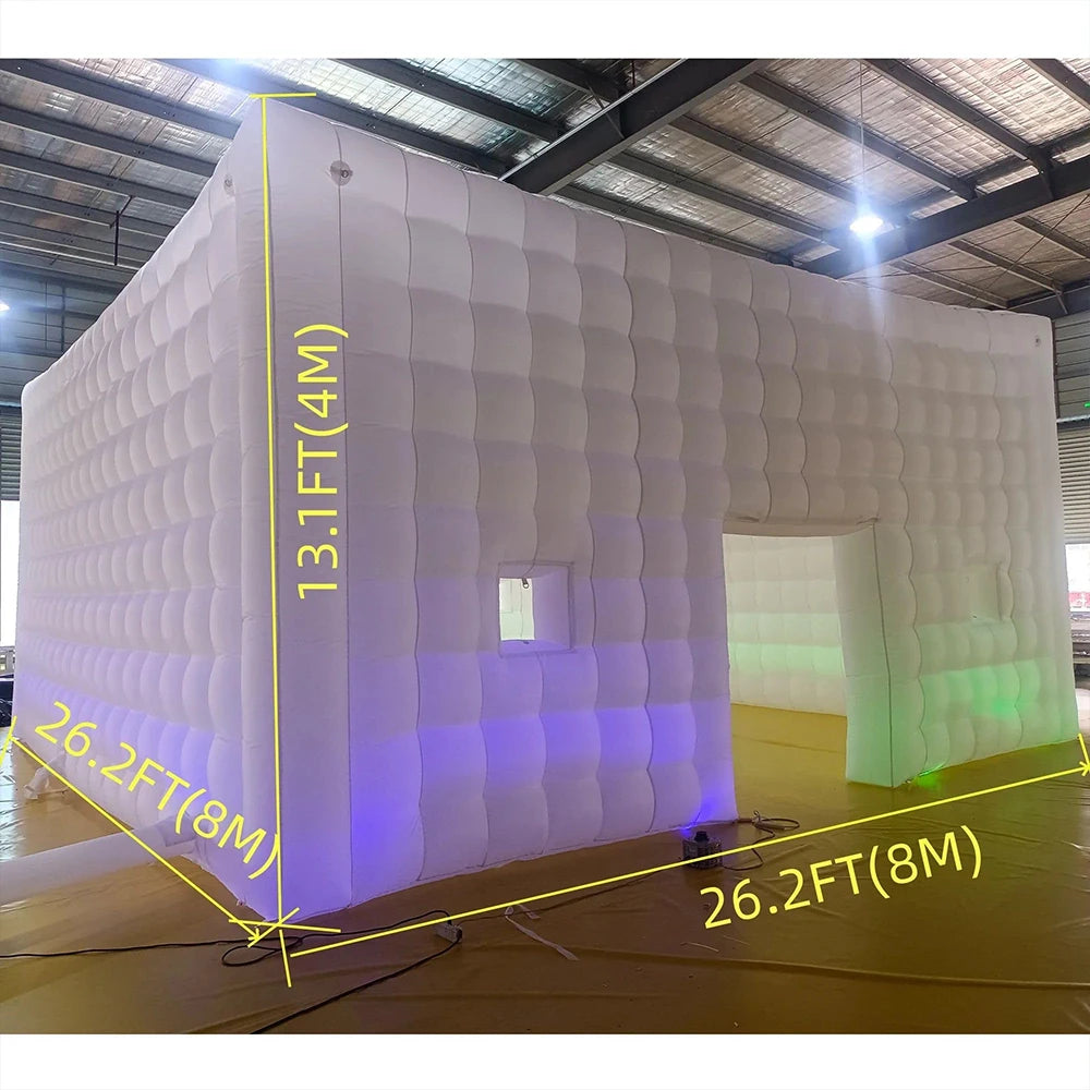 26FT Large LED Inflatable Air Club Tent House with Blower Inflatable Lighting Nightclub Tent For Party Event Rental Business