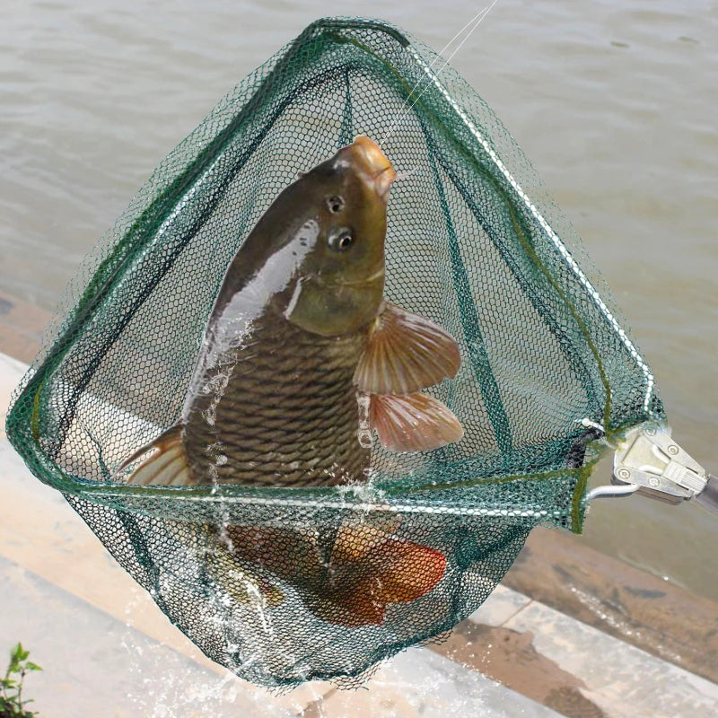 190cm 130cm 55cm Telescopic Landing Net Folding Fishing Pole Extending Fly Carp Course Sea Mesh Fishing Net For Fly Fishing