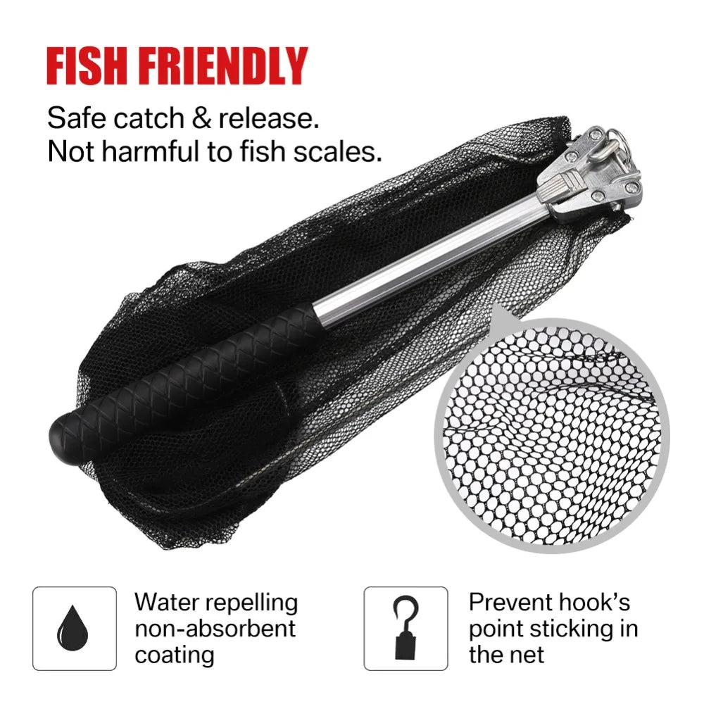 190cm 130cm 55cm Telescopic Landing Net Folding Fishing Pole Extending Fly Carp Course Sea Mesh Fishing Net For Fly Fishing