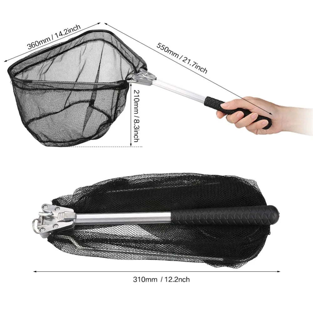 190cm 130cm 55cm Telescopic Landing Net Folding Fishing Pole Extending Fly Carp Course Sea Mesh Fishing Net For Fly Fishing
