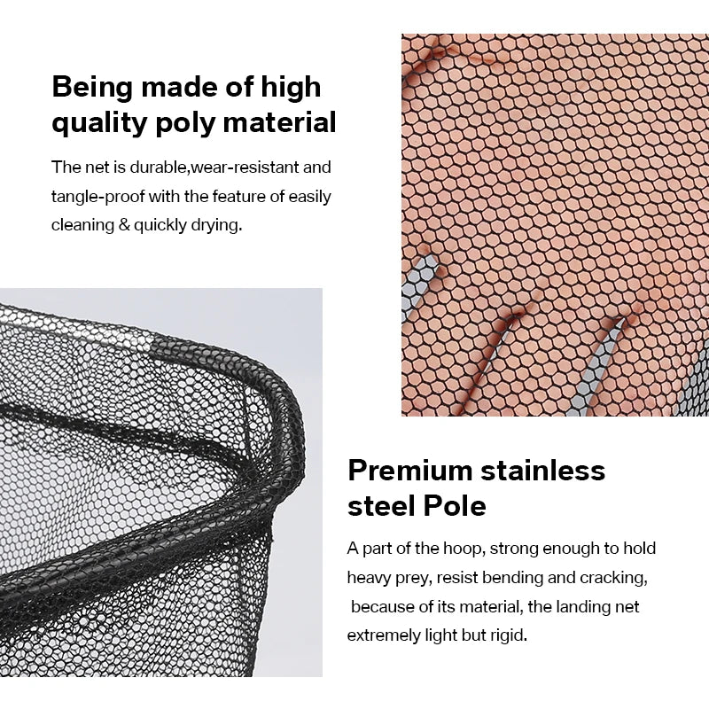 190cm 130cm 55cm Telescopic Landing Net Folding Fishing Pole Extending Fly Carp Course Sea Mesh Fishing Net For Fly Fishing