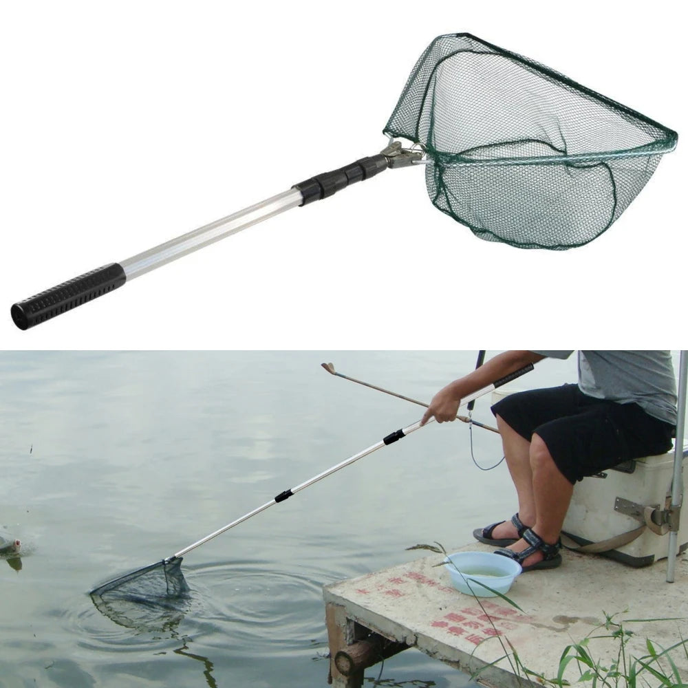190cm 130cm 55cm Telescopic Landing Net Folding Fishing Pole Extending Fly Carp Course Sea Mesh Fishing Net For Fly Fishing
