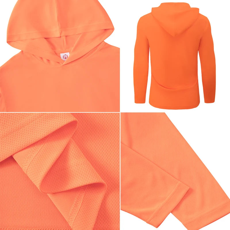 5pcs Men's T-shirt Sports Long Sleeved Shirts Hooded Solid Color Breathable Casual Shirt Suitable for Running And Fitness