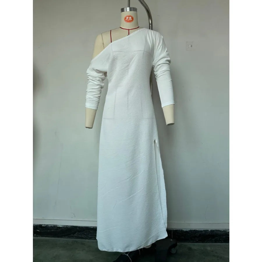 2026 European and American -  Summer New Style Elegant Long-sleeved Knitted Pleated Split Women's Dress