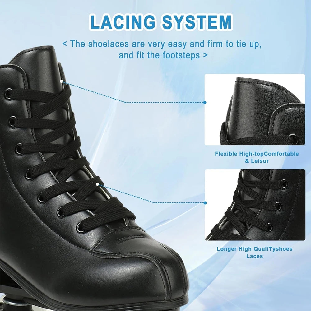 Outdoor Skating Sport Shoes PU Leather Roller Skates Skating Shoes Quad Skates Sneakers Beginner Men Women Roller Skating Shoes