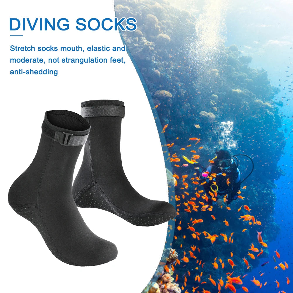3mm Diving Surfing Boots Winter Warm Unisex Thermal Beach Sock Anti Slip Neoprene Wearable Portable Lightweight for Water Sport