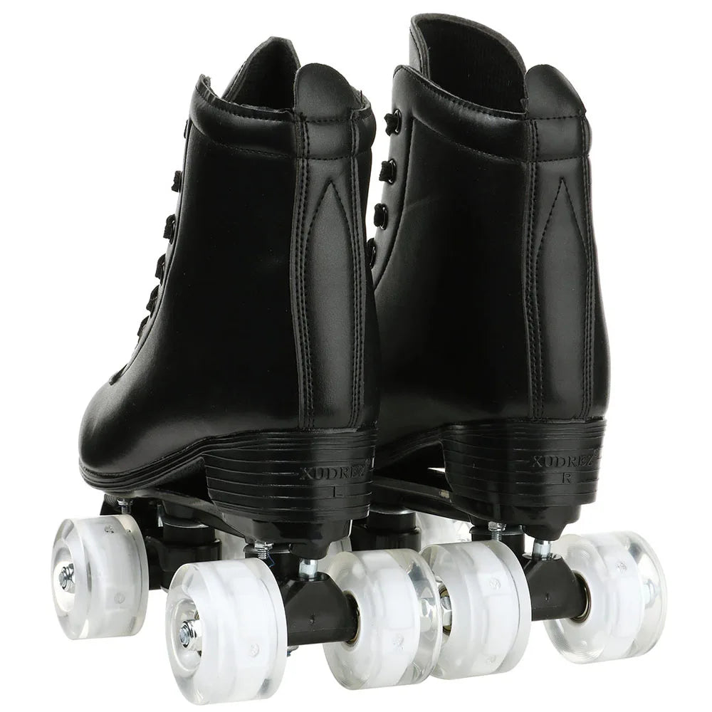 Outdoor Skating Sport Shoes PU Leather Roller Skates Skating Shoes Quad Skates Sneakers Beginner Men Women Roller Skating Shoes