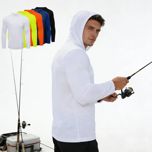 5pcs Men's T-shirt Sports Long Sleeved Shirts Hooded Solid Color Breathable Casual Shirt Suitable for Running And Fitness