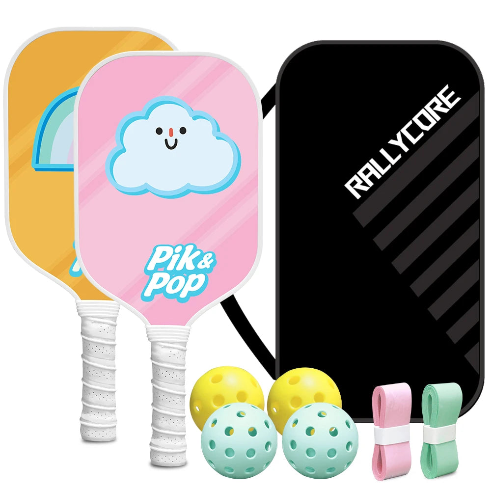 Pickleball Paddles Set of 2 with 4 Balls  Carry Bag  Premium Honeycomb Core Paddles for Indoor  Outdoor Play for Adults andYouth