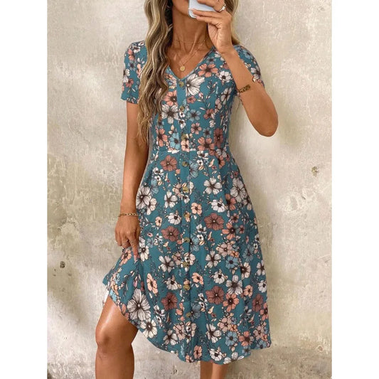 【New style】 Clasi V-Neck Button Red Polka Dot Waist Cinched Women Dress, Spring Clothes, Valentine Day Dress, Casual Dresses Fo
