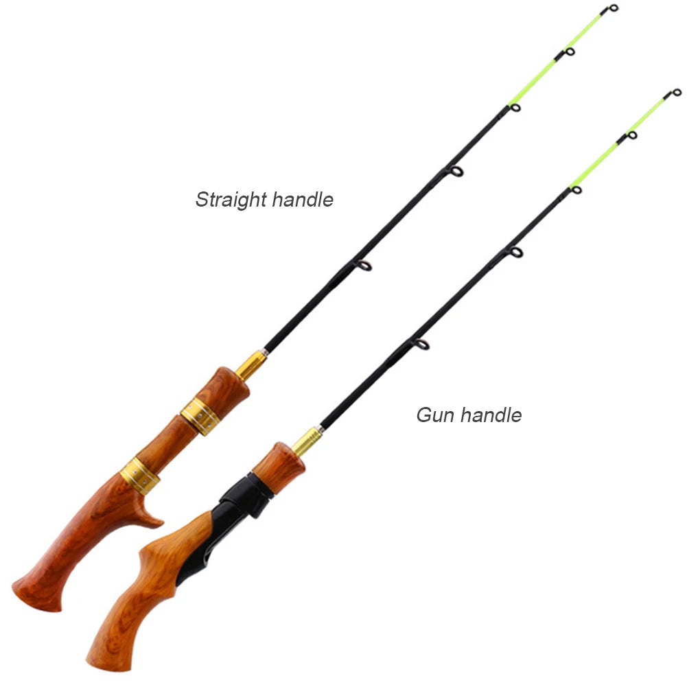 Ice Fishing Rod Fishing Pole Winter Fish Tackle Outdoor Wooden Handle River Shrimp Carp Portable Easy Fishing Carrying