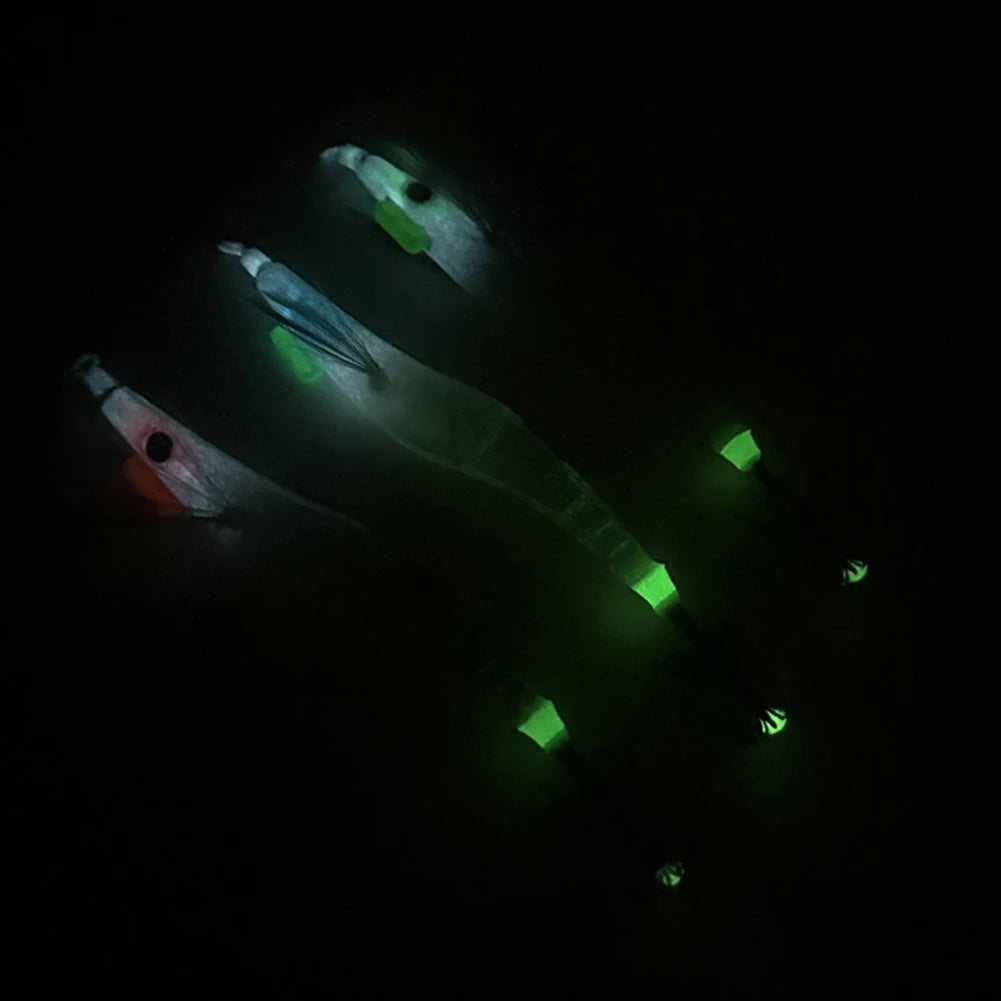 Luminous Lure Octopus Cuttlefish Fishing Bait Simulation with Squid Jig Hook Lure Hook Fishing Tackles Wood Shrimp Squid Lures