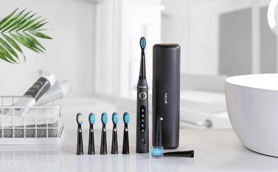 Fairywill FW-507 Sonic Electric Toothbrush 5 Modes USB Charger Tooth Brushes Replacement Timer Sonic Toothbrush 8 Brush Heads