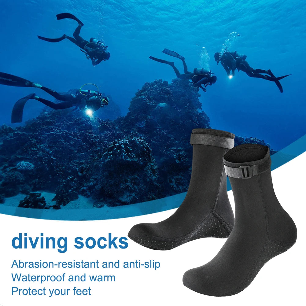 3mm Diving Surfing Boots Winter Warm Unisex Thermal Beach Sock Anti Slip Neoprene Wearable Portable Lightweight for Water Sport