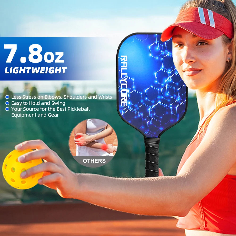 Pickleball Paddles Set of 2, Fiberglass Paddles with Friction Surface  Pickleball Rackets for Men & Women