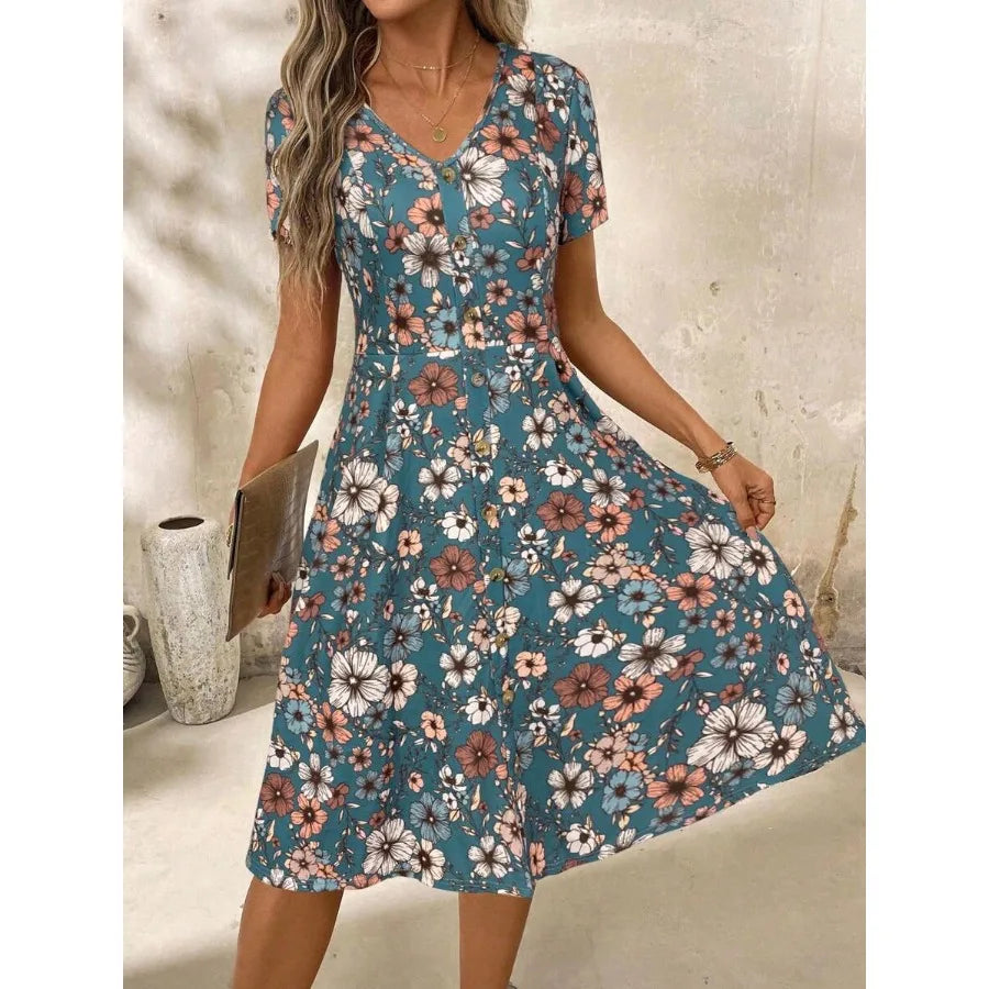 【New style】 Clasi V-Neck Button Red Polka Dot Waist Cinched Women Dress, Spring Clothes, Valentine Day Dress, Casual Dresses Fo