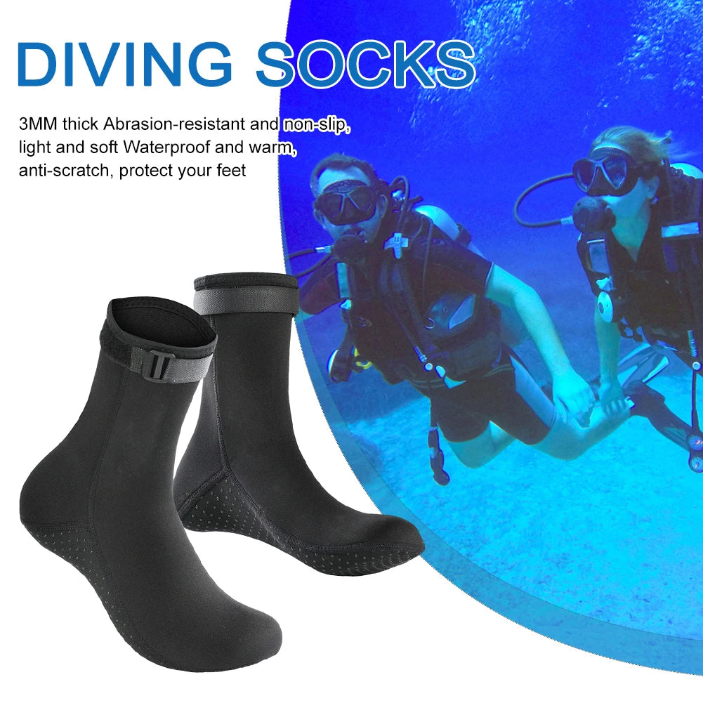 3mm Diving Surfing Boots Winter Warm Unisex Thermal Beach Sock Anti Slip Neoprene Wearable Portable Lightweight for Water Sport