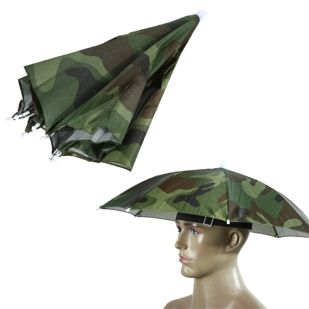 Outdoor Foldable Head Umbrella Hat Headwear Sun Cap Rainproof Anti-Sun Fishing Golf Cycling Hiking Camping Shade Umbrella Hat