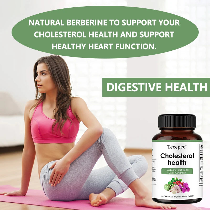 Cholesterol Support Supplement - Contains berberine, artichoke to support healthy cholesterol levels and natural heart health