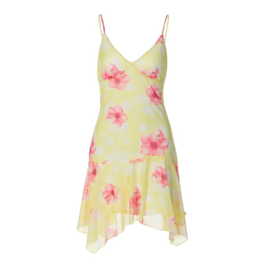 【New style】Women's clothing 2026 summer new style slim and sexy deep V pure desire style print halter backless dress