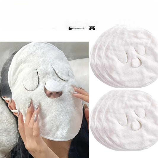 5 piece reusable cold and hot compress facial towel facial mask | Thickened steam SPA facial towel with eye holes, no fragrance, no electricity, moisturizing and deep cleaning, suitable for sensitive skin.