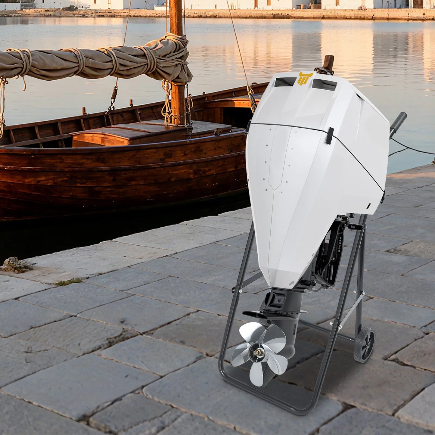 40kg Foldable Outboard Boat Motor Cart,Steel Outboard Boat Motor Stand, Heavy Duty Boat Motor Trolley,Multi Purposed Motor Stand