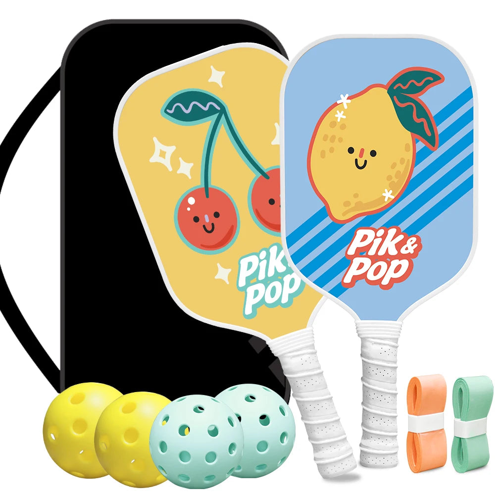 Pickleball Paddles Set of 2 with 4 Balls  Carry Bag  Premium Honeycomb Core Paddles for Indoor  Outdoor Play for Adults andYouth