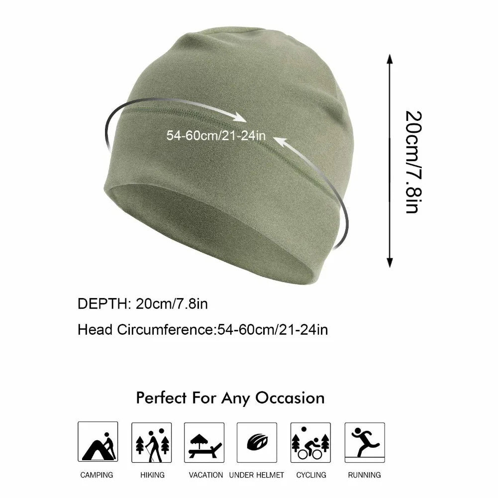 Winter Thermal Warm Skull Cap Windproof Fleece Hat Ski Running Cycling Beanie Hat for Men Women Helmet Liner Running Beanie Hat