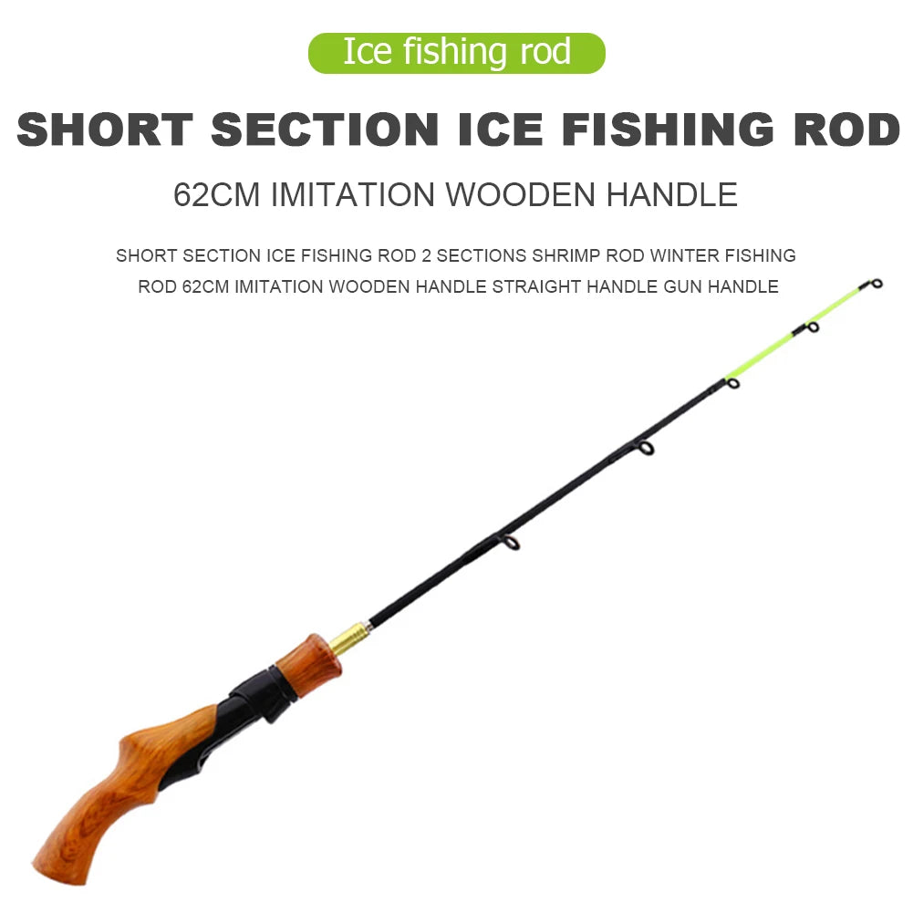 Ice Fishing Rod Fishing Pole Winter Fish Tackle Outdoor Wooden Handle River Shrimp Carp Portable Easy Fishing Carrying