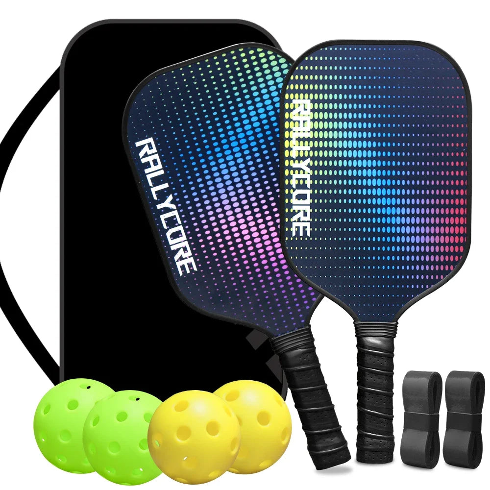Pickleball Paddles Set of 2 with 4 Balls  Carry Bag  Premium Honeycomb Core Paddles for Indoor  Outdoor Play for Adults andYouth
