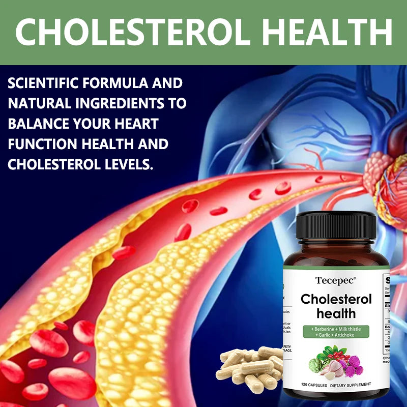 Cholesterol Support Supplement - Contains berberine, artichoke to support healthy cholesterol levels and natural heart health