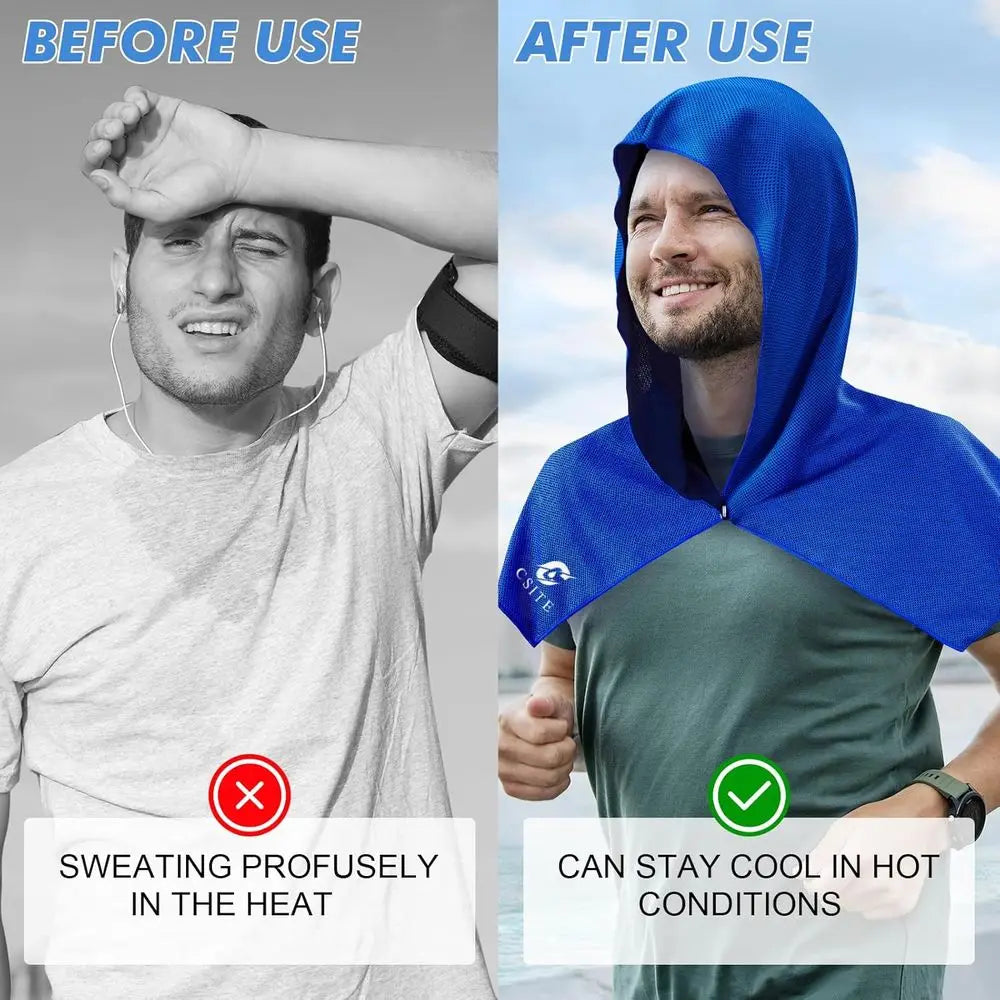2-Pack Cooling Hoodie Towels, UPF 50 Sun Protection, Ideal for Hot Weather, Sports, Camping, and Cycling