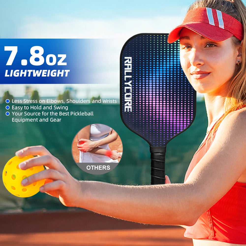Pickleball Paddles Set of 2  Fiber Glass Pickleball Paddle Friction Surface Pickleball Rackets Set for Men Women