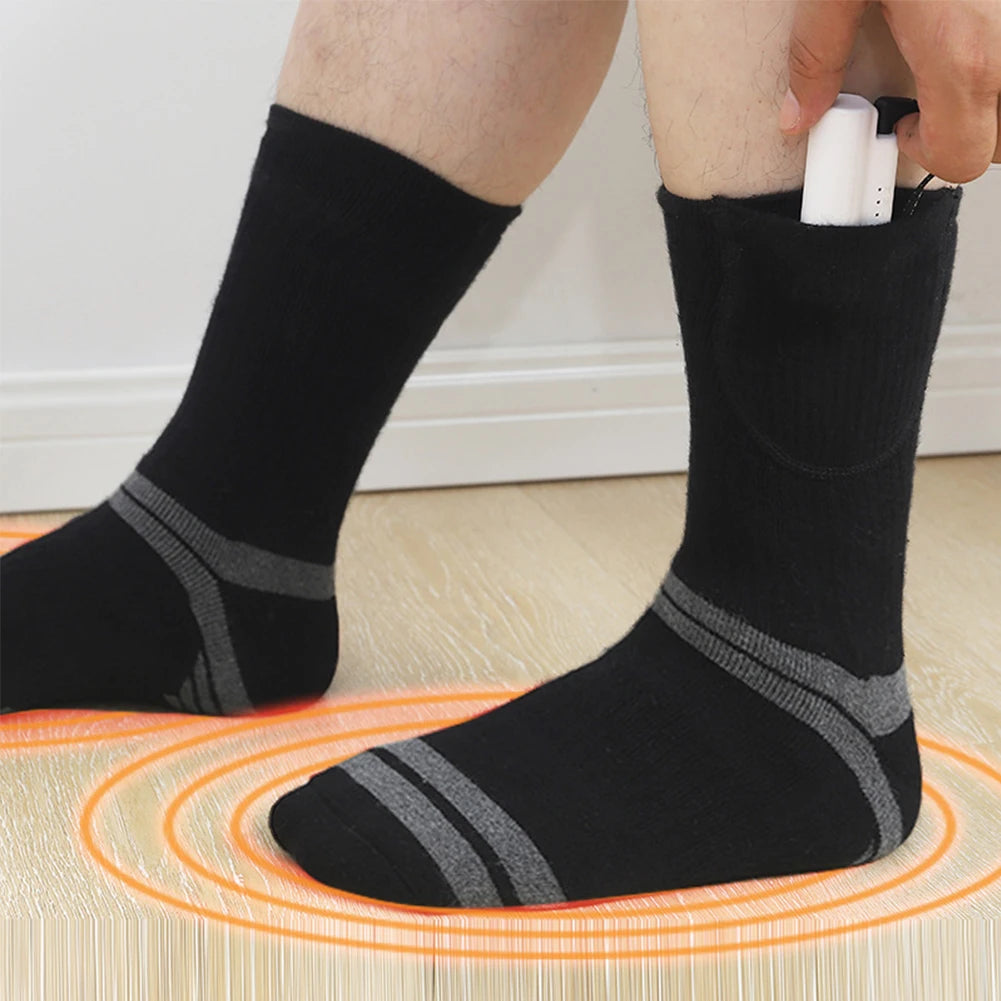 Unisex Electric Heated Socks Washable Rechargeable Heated Socks Cozy Thickened for Outdoor Sports Skiing(not include battery)