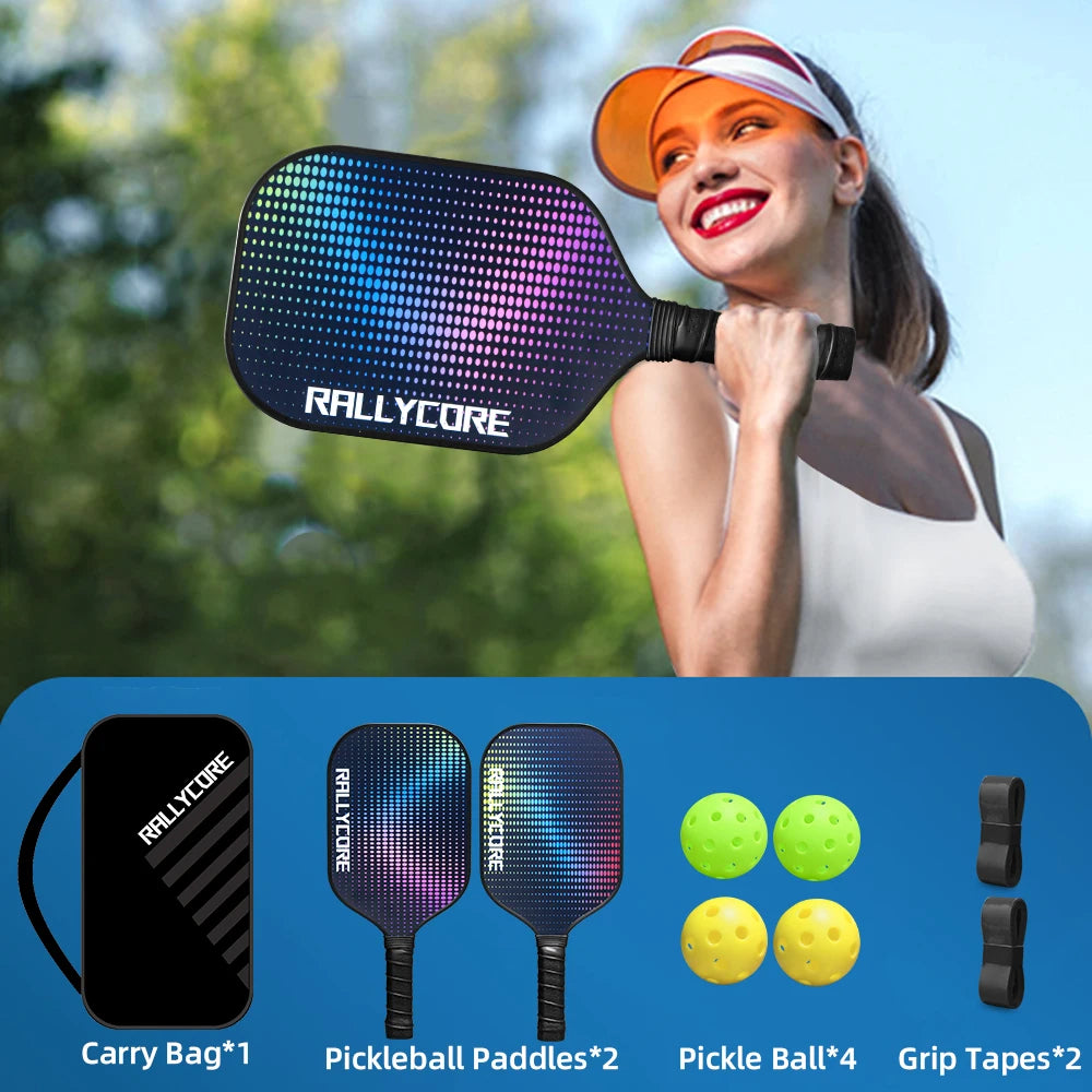 Pickleball Paddles Set of 2 with 4 Balls  Carry Bag  Premium Honeycomb Core Paddles for Indoor  Outdoor Play for Adults andYouth