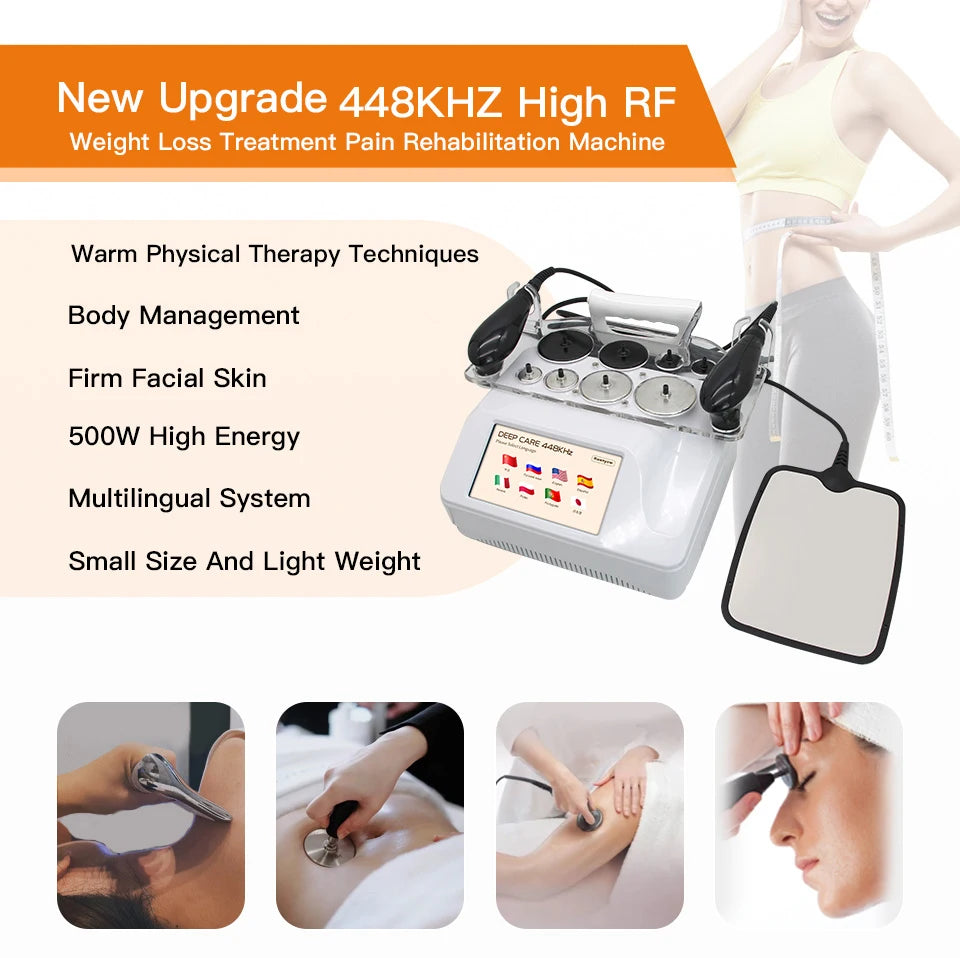 Portable 448k INDIBA CET RET RF Physical Therapy Relieve Pain Deep Warm 12CM  Lose Weight  Lifts Firming Skin Slimming Shapping