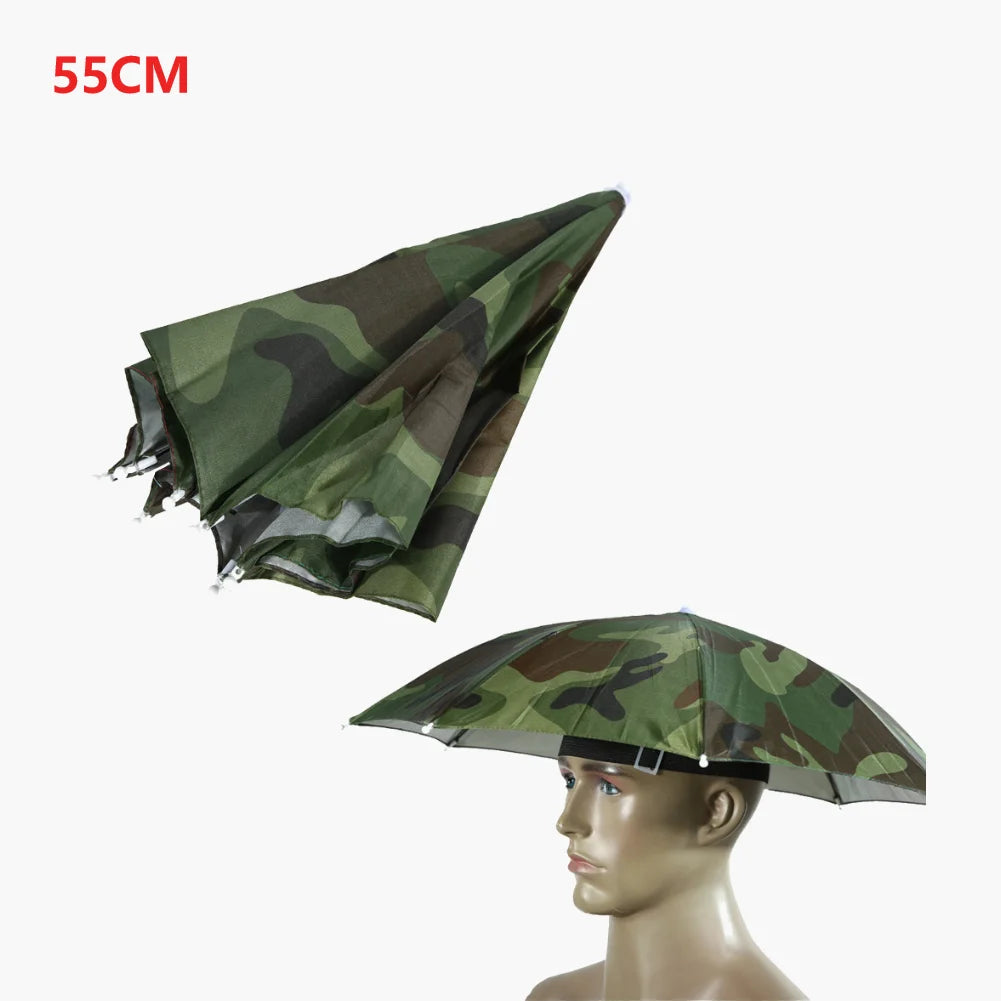 Outdoor Foldable Head Umbrella Hat Headwear Sun Cap Rainproof Anti-Sun Fishing Golf Cycling Hiking Camping Shade Umbrella Hat