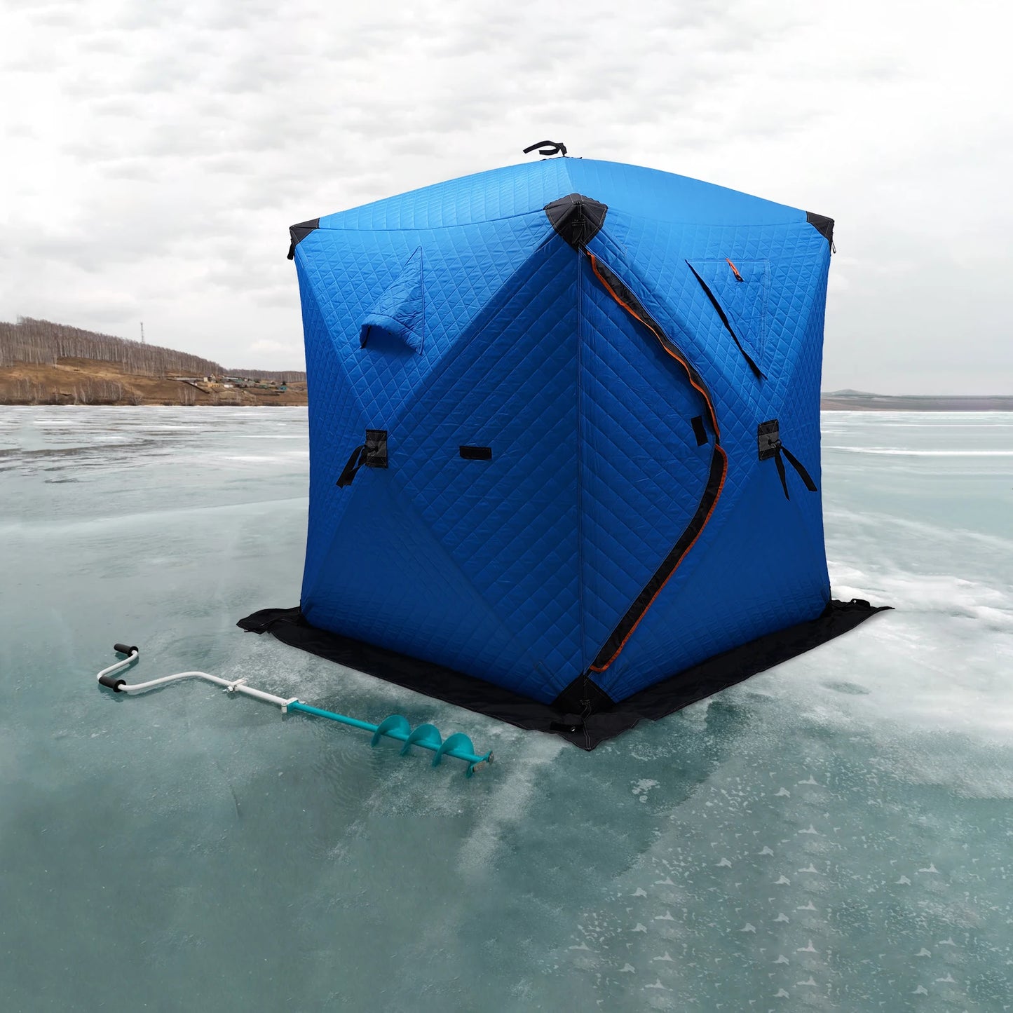 Ice Fishing Insulated Tent, 1-2 Person Shelter, Portable Thermal Tent with Built-In Storage, Warm & Windproof Camping Tent