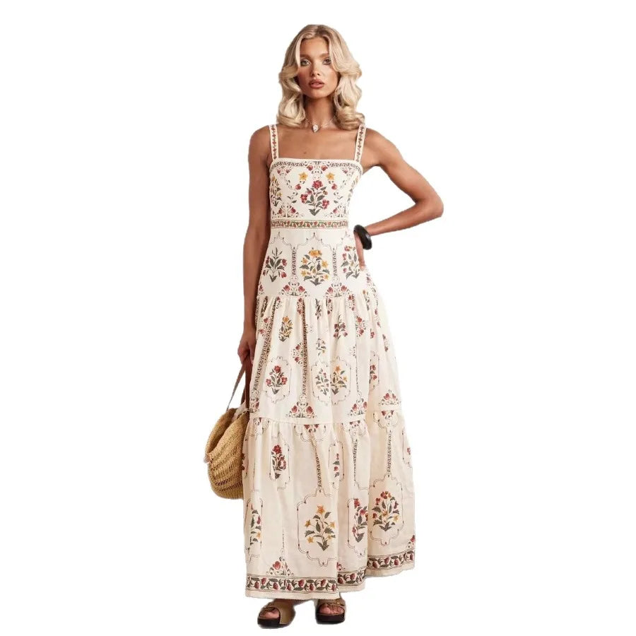 【New style】European and American - 2026 new bohemian style high-waist large skirt summer seaside vacation loose slimming dress