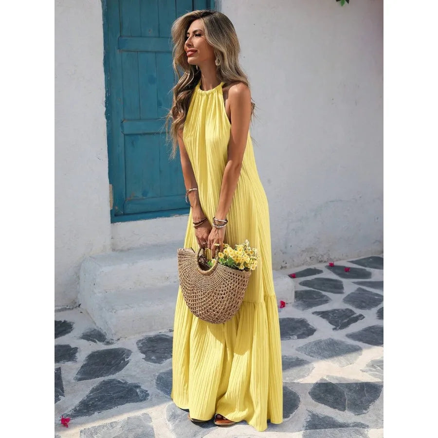 【New style】Plain Woven Ruffle Loose Ruffle Hem Dress For Women, Summer Clothes, Valentine Day, Vacation Outfits Woman, Beach Ou
