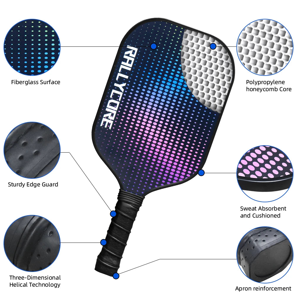 Pickleball Paddles Set of 2  Fiber Glass Pickleball Paddle Friction Surface Pickleball Rackets Set for Men Women