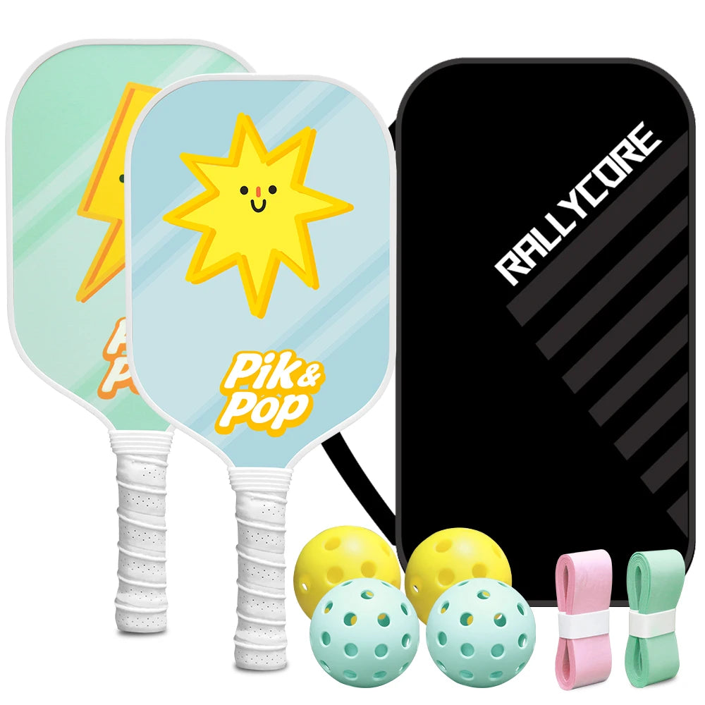 Pickleball Paddles Set of 2 with 4 Balls  Carry Bag  Premium Honeycomb Core Paddles for Indoor  Outdoor Play for Adults andYouth