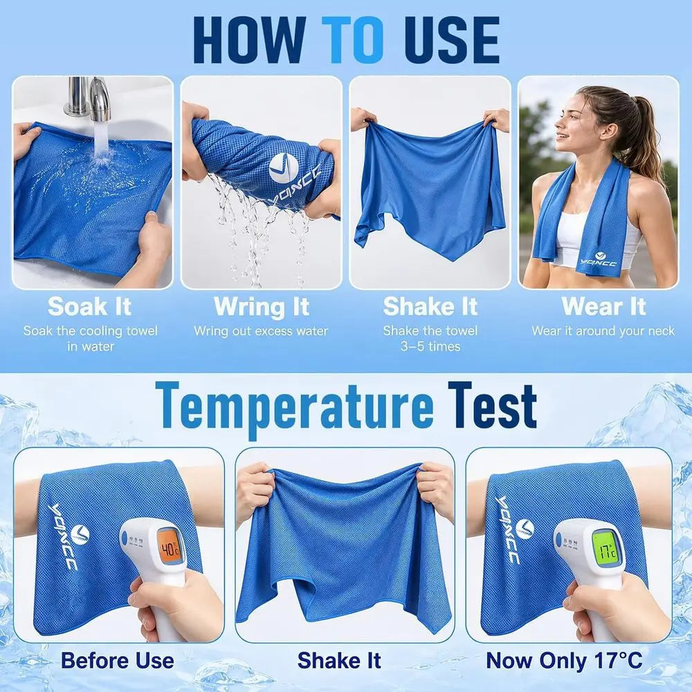 Dual Cooling Towels Set, 47x12, Breathable Microfiber, Ideal for Exercise, Yoga, Outdoors, and More